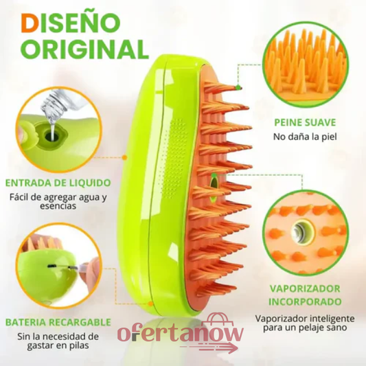 Cepillo de Vapor Profesional para Mascotas 3 en 1
